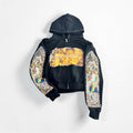 Black Graphic Zip Up Hoddie